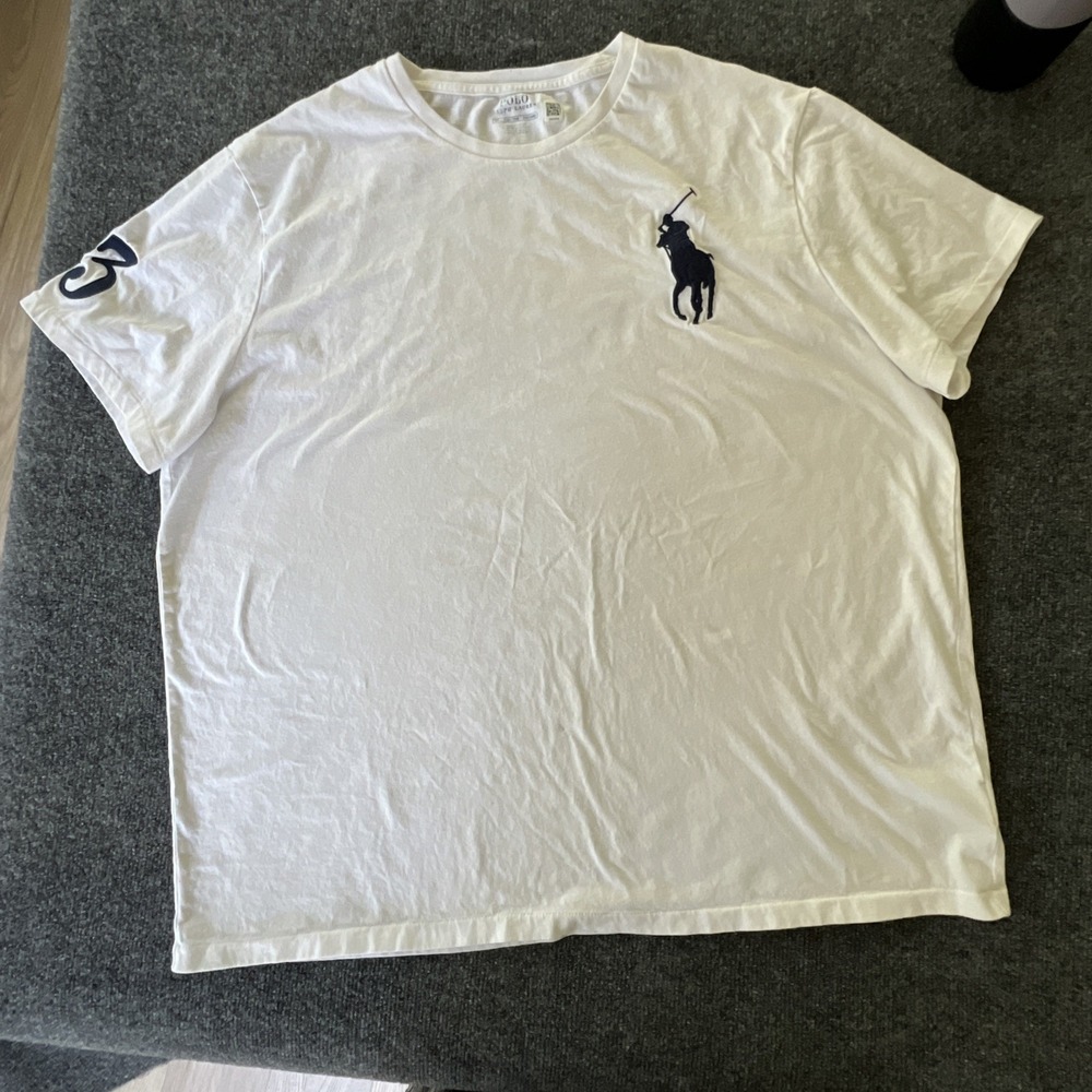 Polo Ralph Lauren Classic Fit Jersey T-Shirt Mens 2XL Big Pony 3 Sleeve White